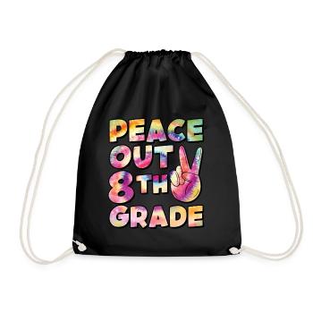 Peace Out 1. Klasse Letzter Schultag - Turnbeutel - Schwarz - Vorne