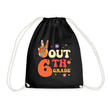 Peace Out 1. Klasse Letzter Schultag - Turnbeutel - Schwarz - Vorne