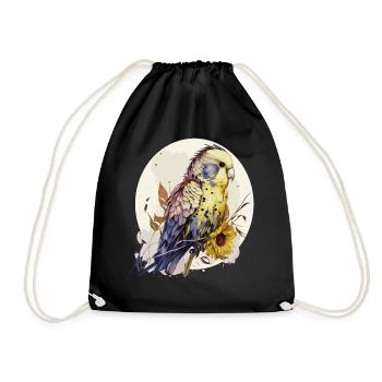 Perruche mignonne Oiseau floral de tournesol - Sac de sport léger - noir - Devant