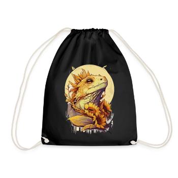 Cute Bearded Dragon Sunflower Reptile Lizard - Turnbeutel - Schwarz - Vorne