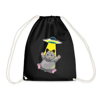Hamster Spaceship Space - Drawstring Bag - black - Front