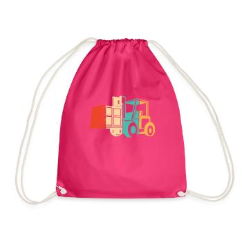 Retro Forklift Driver All-terrain forklift - Drawstring Bag - fuchsia - Front
