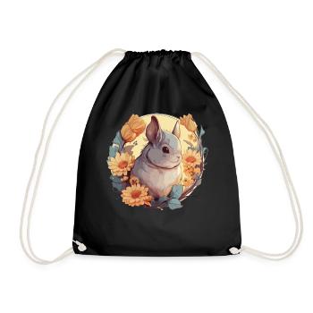 Mignon Chinchilla Tournesol Floral Aquarelle Artwor - Sac de sport léger - noir - Devant