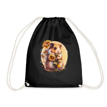 Cute Sunflower Hamster Floral Pet Hamster Lover - Turnbeutel - Schwarz - Vorne