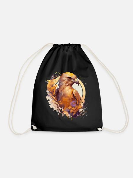 Cute Sunflower Hawk Watercolor Bird Of Prey Ornith - Turnbeutel - Schwarz