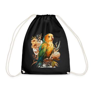 Mignon tournesol Lovebird Aquarelle Florale Perruche - Sac de sport léger - noir - Devant