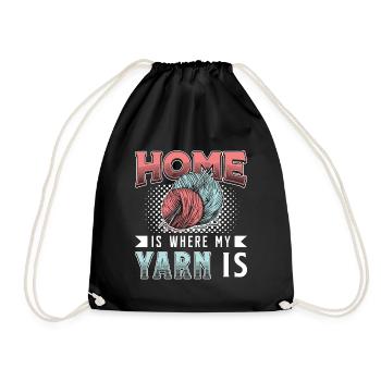 Crocheting Home Is Where My Yarn Is Needlework - Drawstring Bag - black - Front