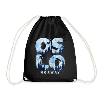 Oslo Norwegen Souvenir Urlaub - Turnbeutel - Schwarz - Vorne