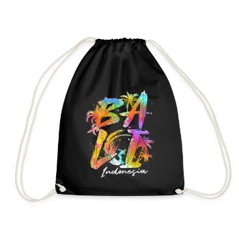 Bali Indonesien Souvenir Urlaub - Turnbeutel - Schwarz - Vorne