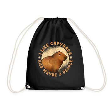 I Like Capybaras And Maybe 3 People - Turnbeutel - Schwarz - Vorne