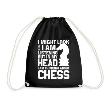 Just think of chess - Knight Chess Piece Knight - Drawstring Bag - black - Front