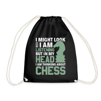 Just think of chess - Knight Chess Piece Knight - Drawstring Bag - black - Front