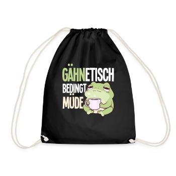 Gähntechnisch Bedingt Müde Frosch Morgenmuffel - Turnbeutel - Schwarz - Vorne