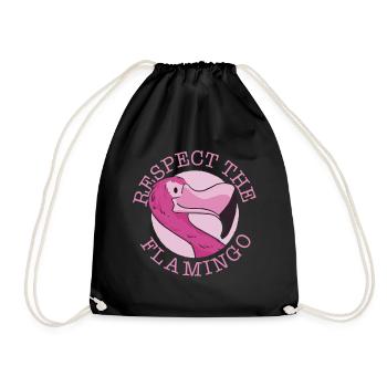 Respect the flamingo cute animal flamingos - Drawstring Bag - black - Front