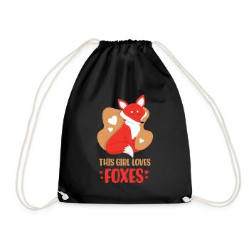 This girl loves foxes lover fox animal - Drawstring Bag - black - Front