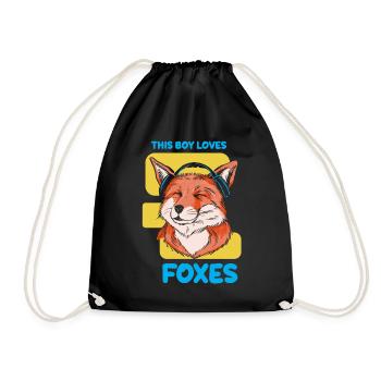This boy loves foxes animal fox lover - Drawstring Bag - black - Front