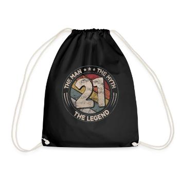 21 Birthday The Legend Retro 21 Year Old Men - Drawstring Bag - black - Front