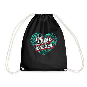 Music Teacher Music Teacher Full Heart - Drawstring Bag - black - Front