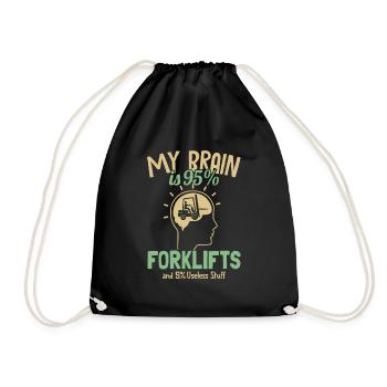 My Brain is 95% Forklifts Forklift Driver - Drawstring Bag - black - Front