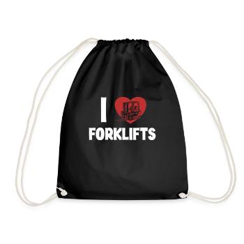 I love Forklifts Telehandler All-terrain forklift - Drawstring Bag - black - Front
