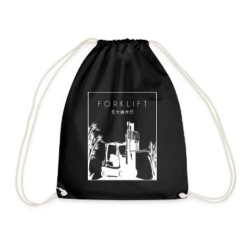 Forklift Chinese Hanzi Telehandler Forklift - Drawstring Bag - black - Front