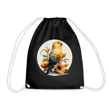 Mignon tournesol inséparable floral oiseau de compagnie observation des oiseaux - Sac de sport léger - noir - Devant