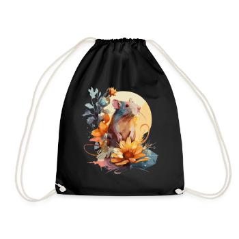 Sunflower Rat Pet Rodent Floral Rat Lover - Turnbeutel - Schwarz - Vorne