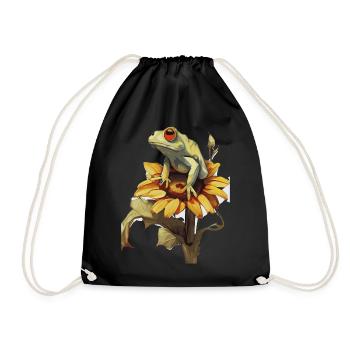 Mignon Tournesol Yeux Rouges Rainette Floral Grenouille Amour - Sac de sport léger - noir - Devant