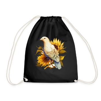 Colombe Blanche Tournesol Oiseau De Paix Paisible - Sac de sport léger - noir - Devant