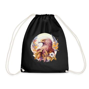 Watercolor Sunflower Eagle Floral Bird Of Prey - Turnbeutel - Schwarz - Vorne
