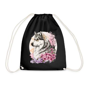 Alaskan Malamute Cherry Blossom Dog Race Japonais - Sac de sport léger - noir - Devant
