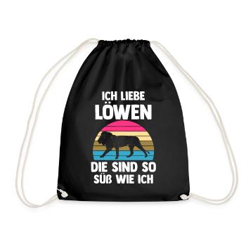 Löwe Löwen - Turnbeutel - Schwarz - Vorne