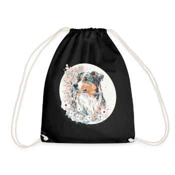 Japanese Sakura Australian Shepherd Cherry Blossom - Turnbeutel - Schwarz - Vorne