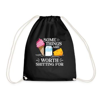 Some Things are worth Shitting - Milch - Drawstring Bag - black - Front
