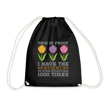 Cross Stitch This Is The Proof I Have Needlepoint - Drawstring Bag - black - Front
