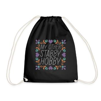 Cross Stitch My Other Stabby Hobby Sewing Machine - Drawstring Bag - black - Front