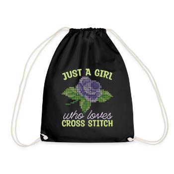 Cross Stitch Just A Girl Who Loves Sewing Machine - Drawstring Bag - black - Front