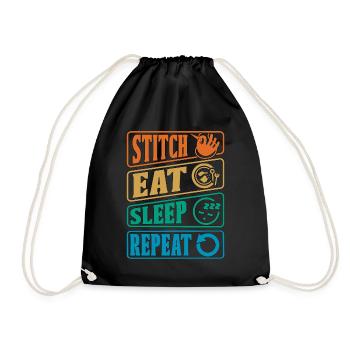 Point de croix Manger Sommeil Répéter Coudre Needlepoint - Sac de sport léger - noir - Devant