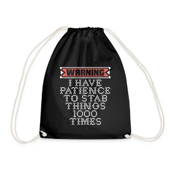 Avertissement de point de croix J’ai de la patience pour coudre - Sac de sport léger - noir - Devant