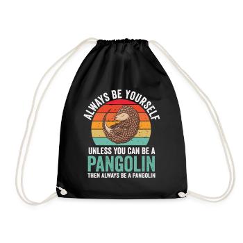 Always be a pangolin owner Pangolins - Drawstring Bag - black - Front
