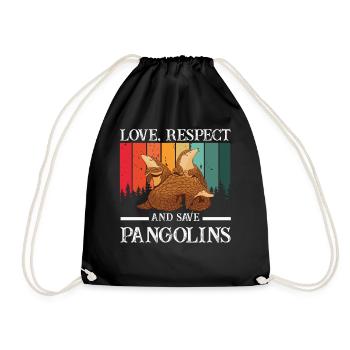 Love and save Pangolin's lovers - Drawstring Bag - black - Front