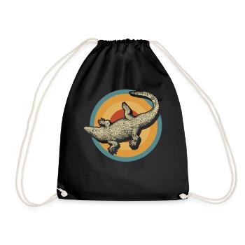 Animal Shirt, Alligator Crocodile Zoo Animal - Drawstring Bag - black - Front