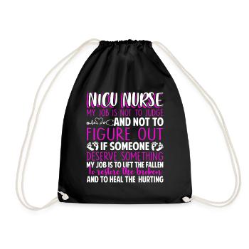 Nicu Nurse My Job Is Not To Judge - Drawstring Bag - black - Front