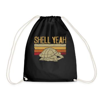 Sea Turtle Tortoise Pun Retro - Drawstring Bag - black - Front