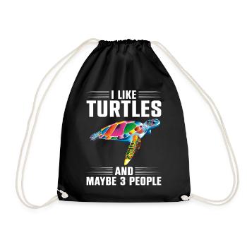 Sea Turtle Tortoise I Like Turtles - Drawstring Bag - black - Front