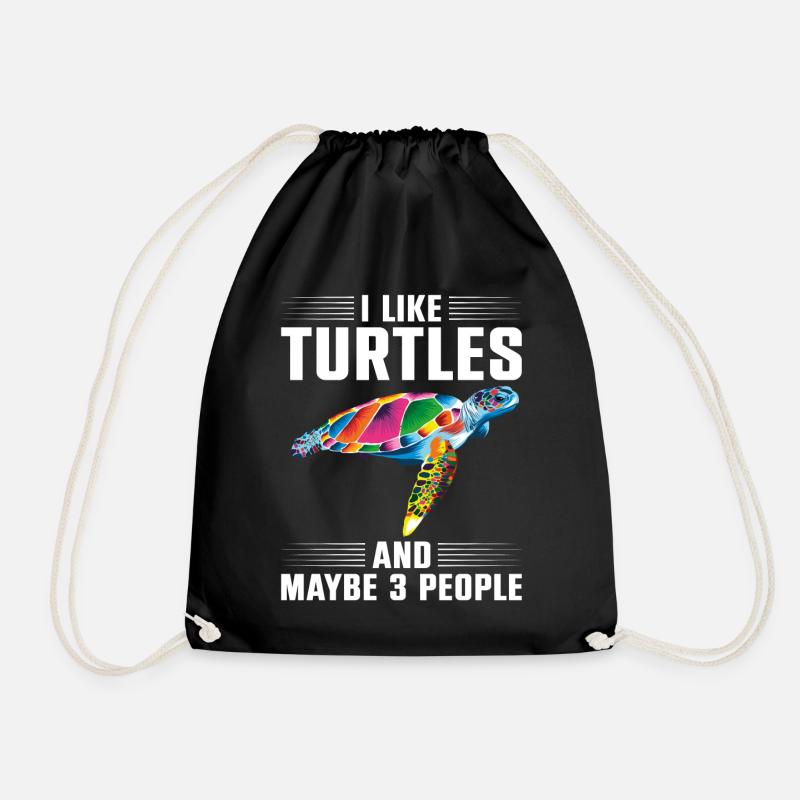 Sea Turtle Tortoise I Like Turtles - Turnbeutel - Schwarz