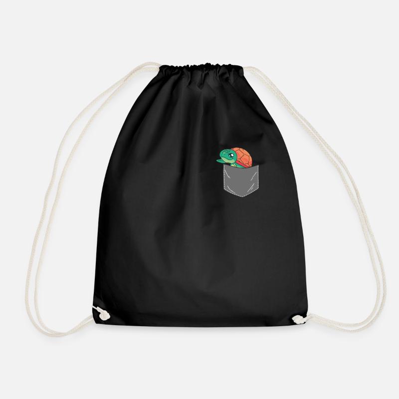 Sea Turtle Tortoise Pocket - Turnbeutel - Schwarz