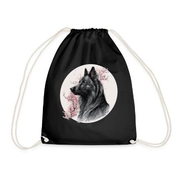 Japanese Sakura Belgian Sheepdog Cherry Blossom Do - Turnbeutel - Schwarz - Vorne