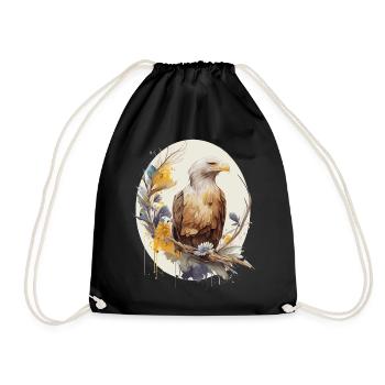 Cute Bald Eagle Sunflower Watercolor Bird - Turnbeutel - Schwarz - Vorne
