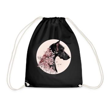 Doberman Cherry Blossom Dog Race Sakura japonais - Sac de sport léger - noir - Devant